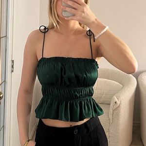 PRINCESS POLLY Emerald Green Tie Top